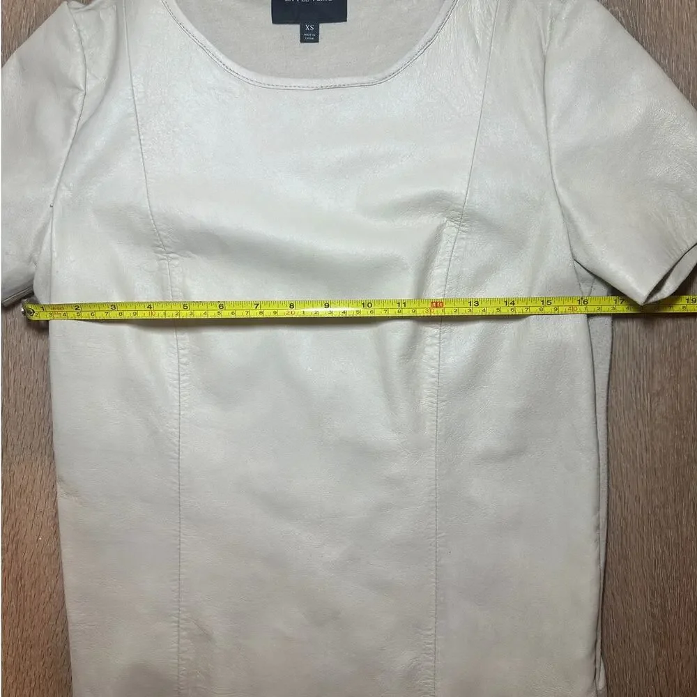 La Fee Verte Anthropologie Tan Leather Top XS Minimalist Workwear Western - Picture 4 of 8